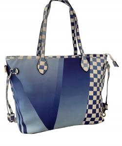 Checkered Fashion Shoulder Bag 6744 BLUE